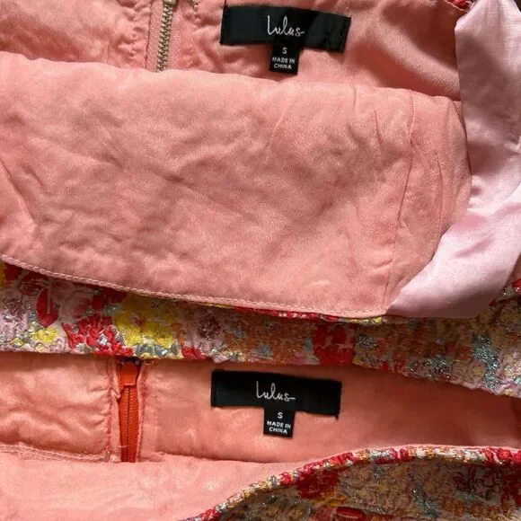 Lulu’s Ellarina Pink Multi Metallic Tie-Strap Two-Piece Midi Dress Set Small - Picture 6 of 12